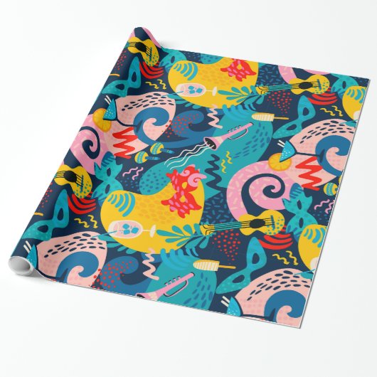 Kleurig carnavalpatroon cadeaupapier (Uitgerold)