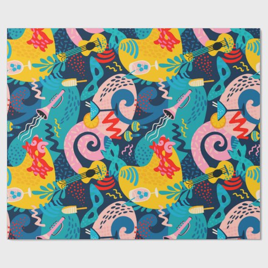 Kleurig carnavalpatroon cadeaupapier (Vlak)