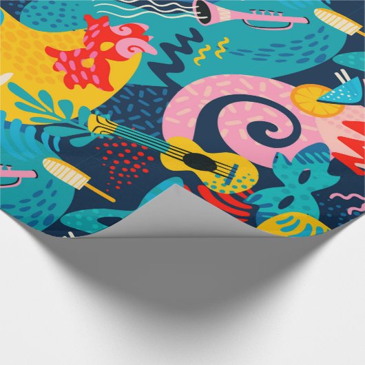 Kleurig carnavalpatroon cadeaupapier (Hoek)