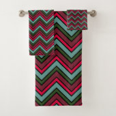 Kleurig chevron zigzag patroon bad handdoek (Insitu)