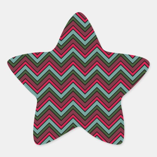 Kleurig chevron zigzag patroon ster sticker (Voorkant)