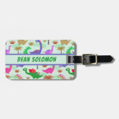 Kleurig Cute Dinosaurs Persoonlijk adres Bagagelabel (Voorkant horizontaal)