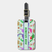 Kleurig Cute Dinosaurs Persoonlijk adres Bagagelabel (Voorkant verticaal)