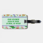 Kleurig Cute Dinosaurs Persoonlijk adres Bagagelabel (Achterkant horizontaal)