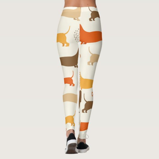 Kleurig dachshundhondenpatroon leggings (Achterkant)