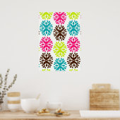 Kleurig damesbloempatroon met schattige neonbloem poster (Keuken)