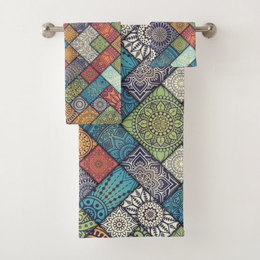 Kleurig diagonaal patroon bad handdoek (Insitu)