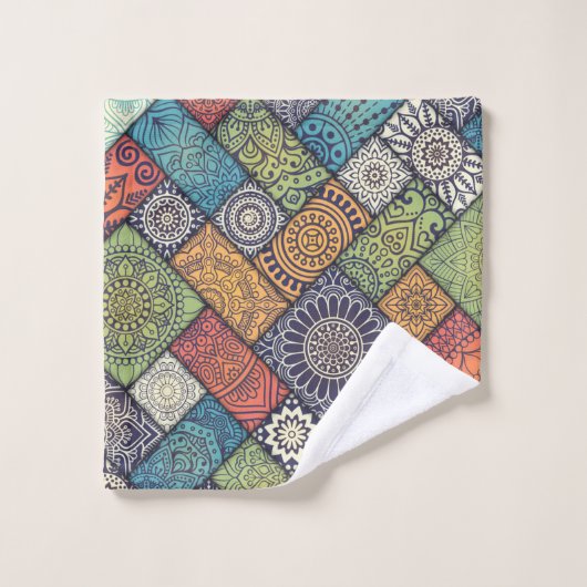 Kleurig diagonaal patroon bad handdoek (Wasdoekje)