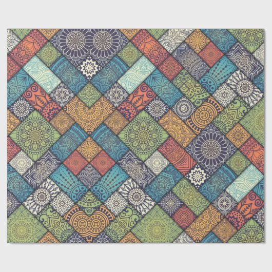 Kleurig diagonaal patroon cadeaupapier (Vlak)