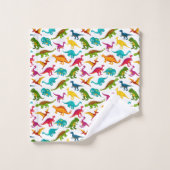 Kleurig Dinosauriwitontwerp Bad Handdoek (Wasdoekje)