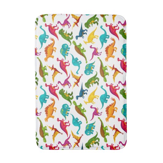 Kleurig Dinosauriwitontwerp Badmat (Voorkant Verticaal)