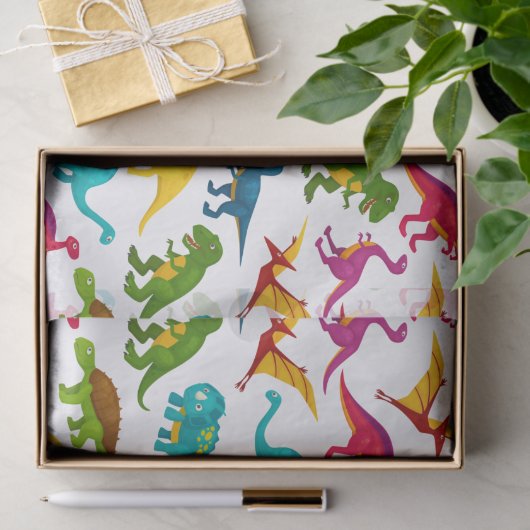 Kleurig Dinosauriwitontwerp Tissuepapier (Geschenk)