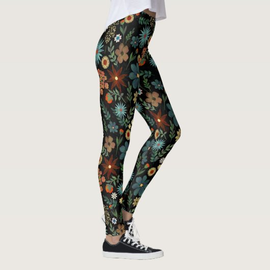 kleurig Ditsy Floral Black design Leggings (Rechts)