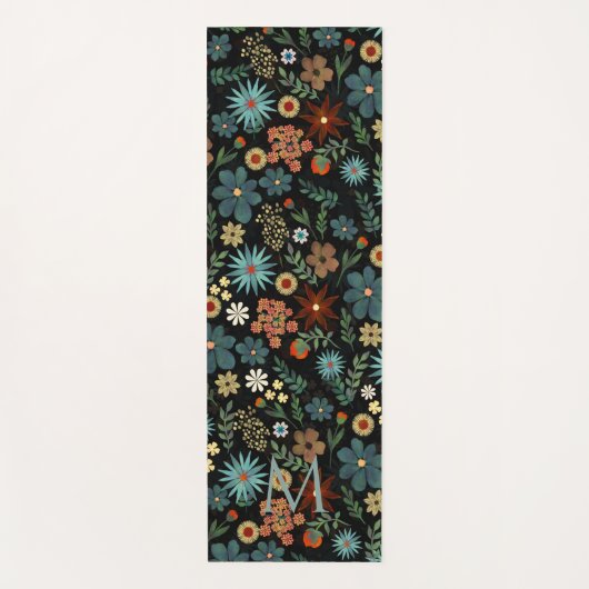  kleurig Ditsy Floral Black design Yogamat (Voorkant)
