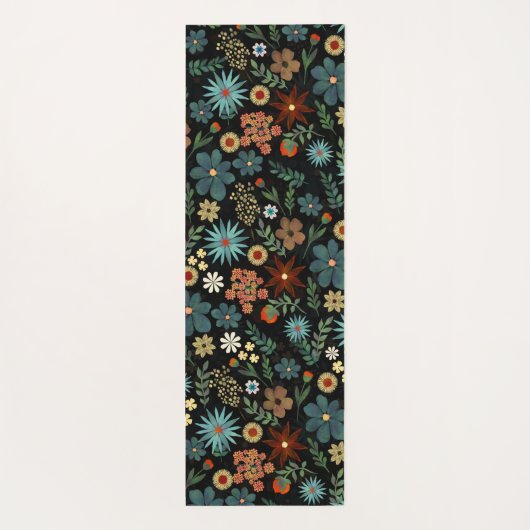  kleurig Ditsy Floral Black design Yogamat (Achterkant)