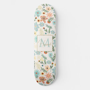 kleurig Ditsy Floral White Design Persoonlijk Skateboard