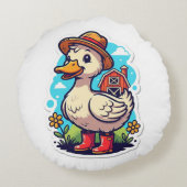 Kleurig Duck T-shirt Rond Kussen (Achterkant)