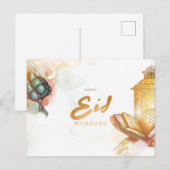 Kleurig Eid Mubarak Feestdagenkaart (Voorkant / Achterkant)