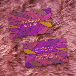 Kleurig elegant bladpatroon voor nagelkunstenaars visitekaartje