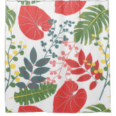 Kleurig elegant botanisch patroon groen rood douchegordijn (Voorkant)
