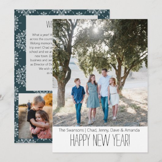 Kleurig en helder nieuwjaarskaart met foto feestdagenkaart (Voorkant / Achterkant)