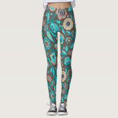 Kleurig exotisch folkblokpatroon leggings (Voorkant)