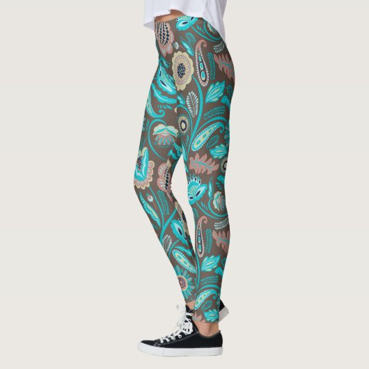 Kleurig exotisch folkblokpatroon leggings (Links)
