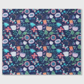 Kleurig exotische bloesem cadeaupapier (Vlak)