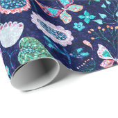 Kleurig exotische bloesem cadeaupapier (Rol Hoek)