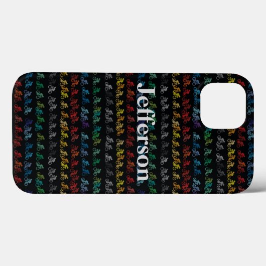Kleurig fietspatroon op zwart Case-Mate iPhone case (Achterkant (horizontaal))