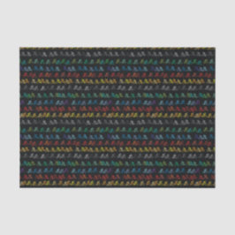 Kleurig fietspatroon op zwart tissuepapier