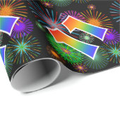Kleurig Fireworks + Rainboogpatroon "11" Event # Cadeaupapier (Rol Hoek)