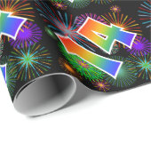 Kleurig Fireworks + Rainboogpatroon "14" Event # Cadeaupapier (Rol Hoek)