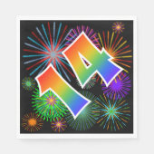 Kleurig Fireworks + Rainboogpatroon "14" Event # Servet (Voorkant)