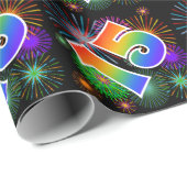 Kleurig Fireworks + Rainboogpatroon "15" Event # Cadeaupapier (Rol Hoek)