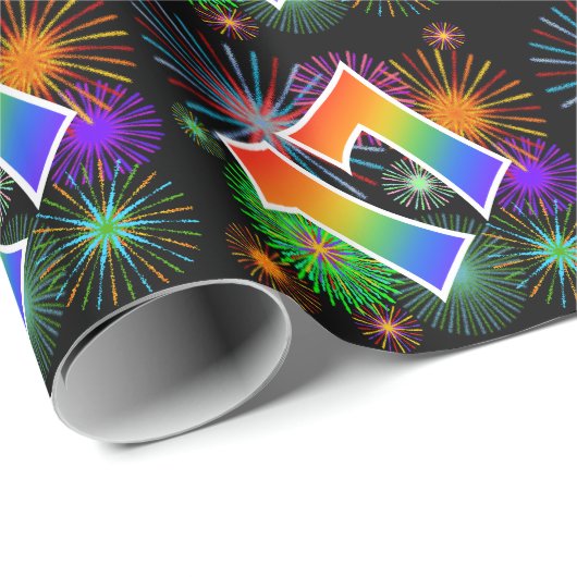 Kleurig Fireworks + Rainboogpatroon "17" Event # Cadeaupapier (Rol Hoek)