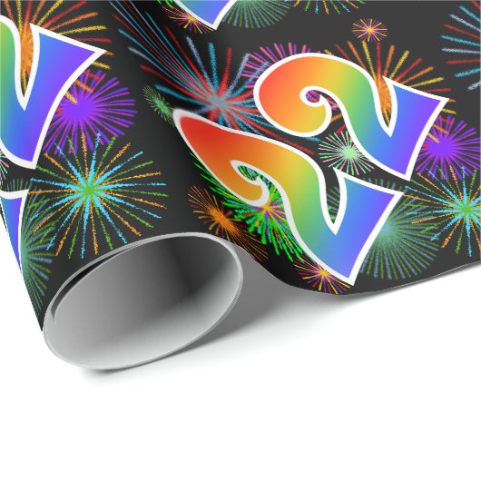 Kleurig Fireworks + Rainboogpatroon "22" Event # Cadeaupapier (Rol Hoek)