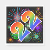 Kleurig Fireworks + Rainboogpatroon "22" Event # Servet (Voorkant)
