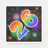 Kleurig Fireworks + Rainboogpatroon "26" Event # Servet (Voorkant)