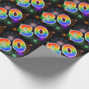 Kleurig Fireworks + Rainboogpatroon "30" Event # Cadeaupapier