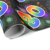 Kleurig Fireworks + Rainboogpatroon "30" Event # Cadeaupapier (Rol Hoek)