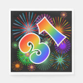 Kleurig Fireworks + Rainboogpatroon "31" Event # Servet (Voorkant)