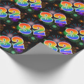 Kleurig Fireworks + Rainboogpatroon "32" Event # Cadeaupapier (Hoek)