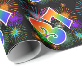 Kleurig Fireworks + Rainboogpatroon "37" Event # Cadeaupapier (Rol Hoek)