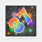 Kleurig Fireworks + Rainboogpatroon "37" Event # Servet (Voorkant)