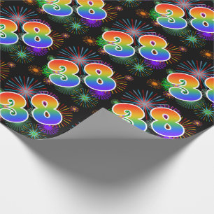Kleurig Fireworks + Rainboogpatroon "38" Event # Cadeaupapier