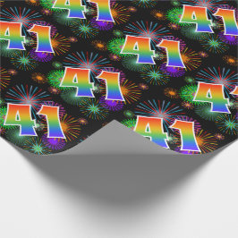Kleurig Fireworks + Rainboogpatroon "41" Event # Cadeaupapier