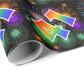 Kleurig Fireworks + Rainboogpatroon "41" Event # Cadeaupapier (Rol Hoek)