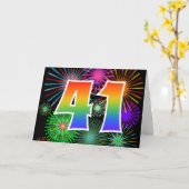 Kleurig Fireworks + Rainboogpatroon "41" Event # Kaart (Gele Bloem)