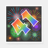 Kleurig Fireworks + Rainboogpatroon "41" Event # Servet (Voorkant)